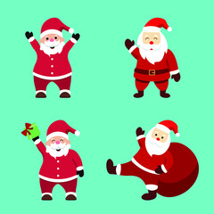 Collection of santa claus vector illustration.For Christmas cards, banners, tags and labels.	
