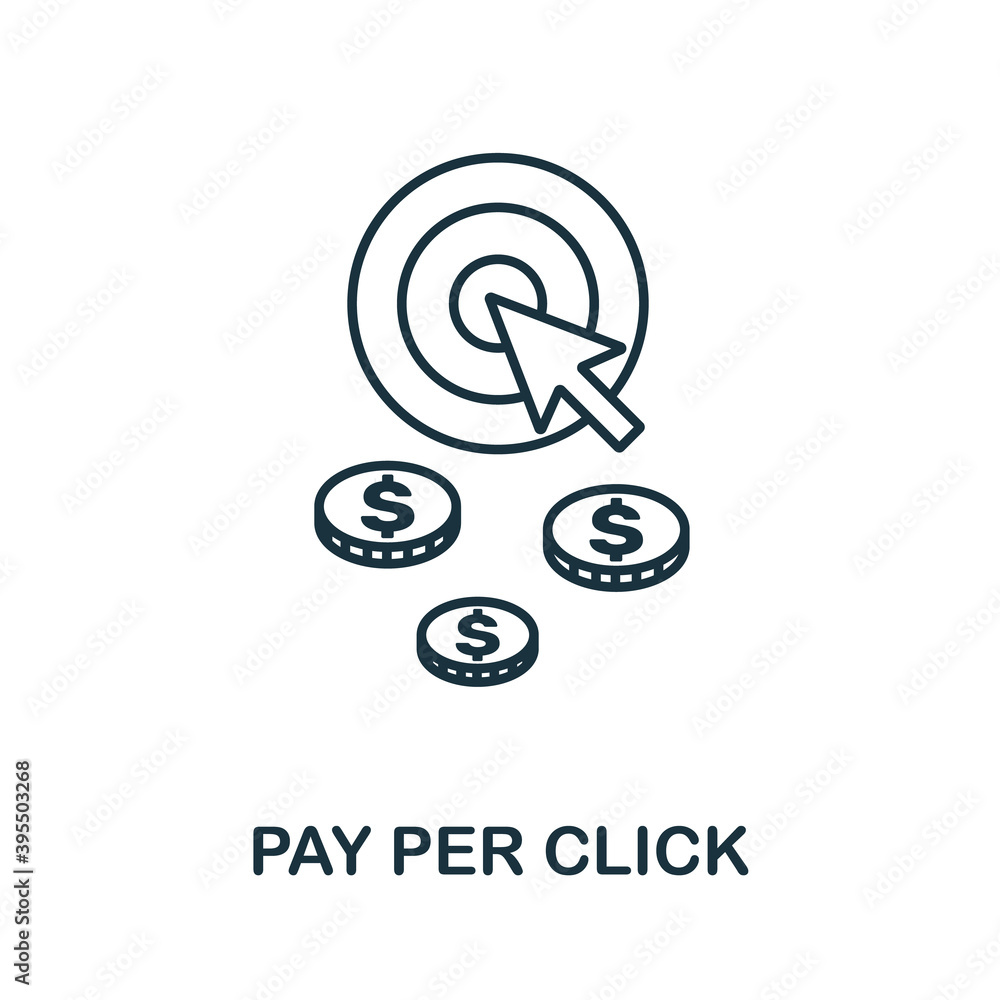 Poster pay per click icon. simple line element from affiliate marketing collection. thin pay per click icon