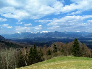 View of Gorenjska, Slovenia and Karavanke mountains