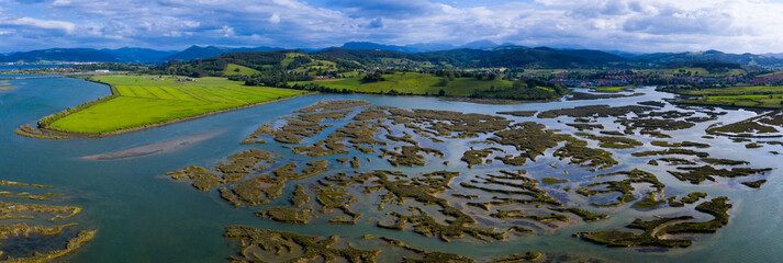 Tidal Marsh, Tidal Wetland (MARISMA), Low Tide, Marismas de Santoña, Victoria y Joyel Natural Park, Cantabria, Spain, Europe