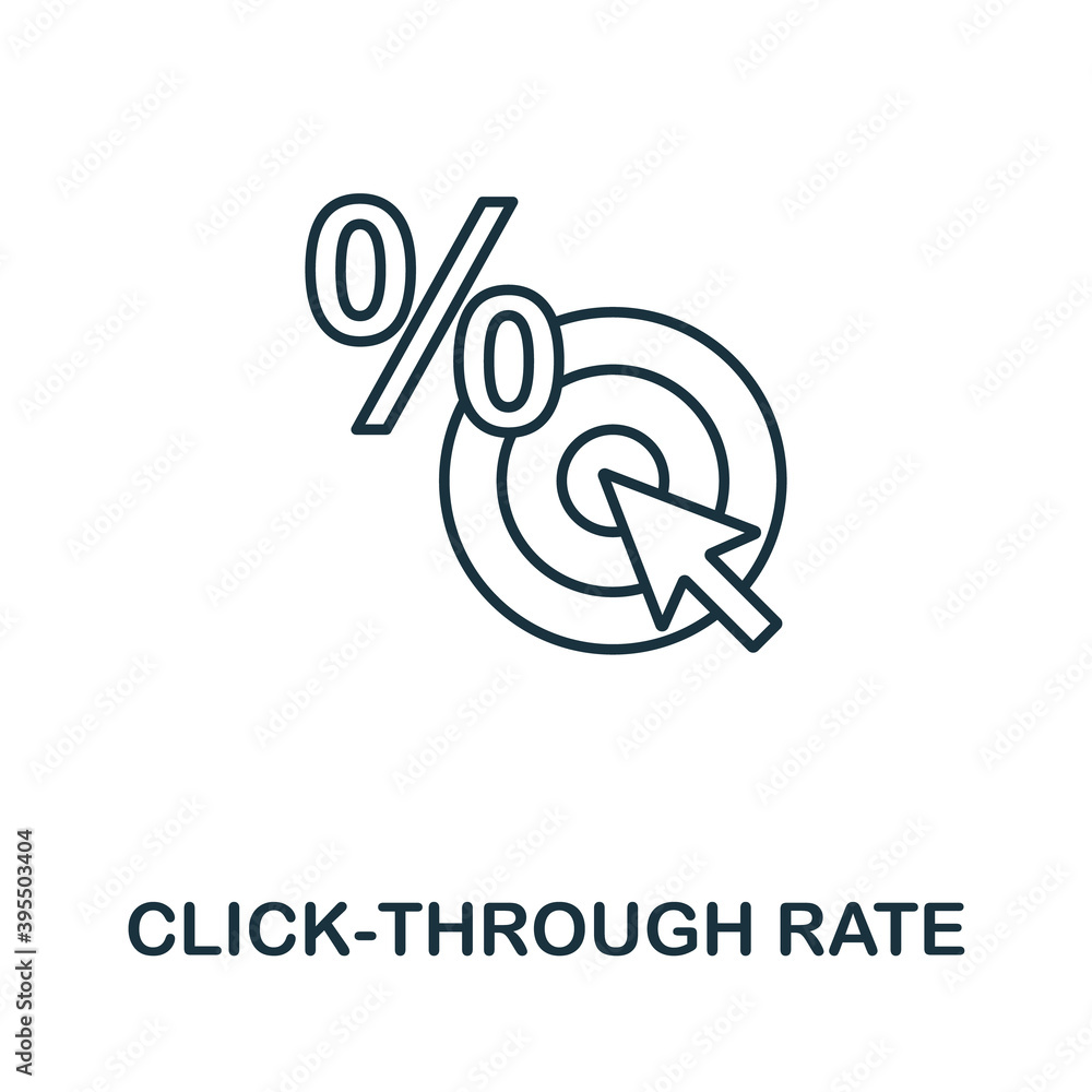 Aufkleber click-through rate icon. simple line element from affiliate marketing collection. thin click-through