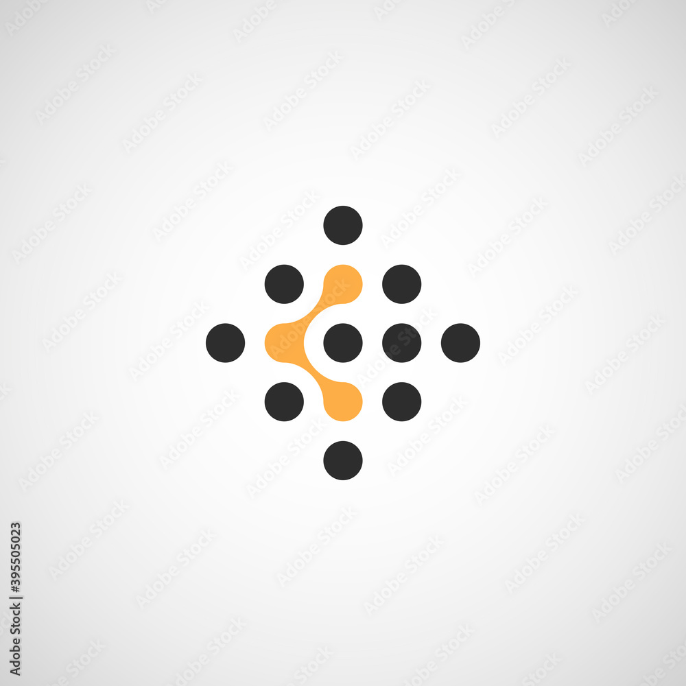 Aufkleber Abstract icon with circle connect icon for web marketing design. Abstract blue background. Technology concept. Vector illustration flat design. Global network connection concept