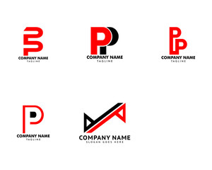 Set of Initial Letter PP Logo Icon Design Template