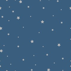 Fototapeta premium Simple abstract pattern. Gray silver stars. Dark blue background. Vector texture. Fashionable elegant print for packaging and textiles.