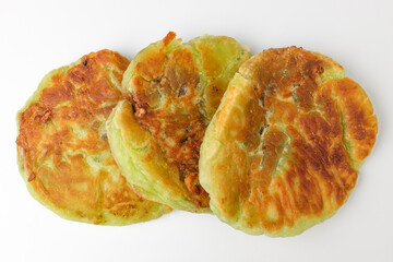 Round hotteok on white background