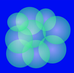 colorful green transparent balloons on a blue background