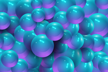 Abstract background with 3d sphere, marbles, glow balls, balloon in gradient color, applicable for banner, poster, flyer 
