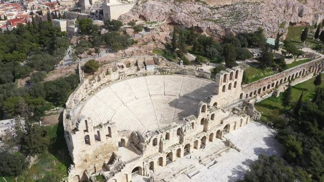 Acropolis city of Athens parthenon, symbol of ancient Greece, aerial view. History. Drone aerial. Mythology. 