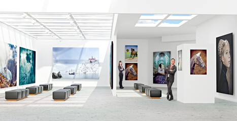 3D illustration with an art gallery