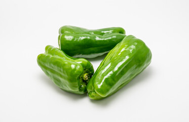 Vegetable: Green peppers. White background.