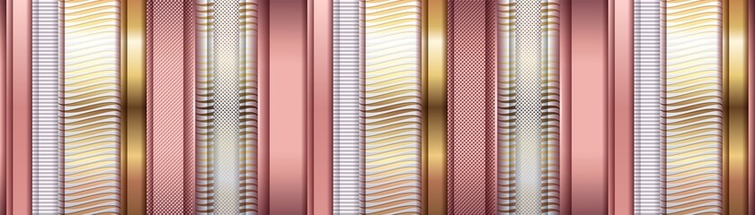 metallic pink and golden abstract layer geometric background