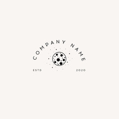 Logotype Template Mystical planet with stars and moon. Stars, constellations, moon.