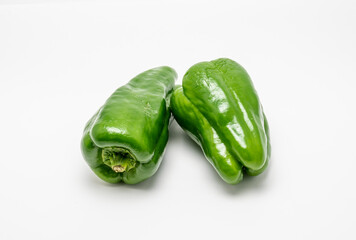Vegetable: Green peppers. White background.