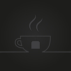 Tea cup icon line, logo design on dark background