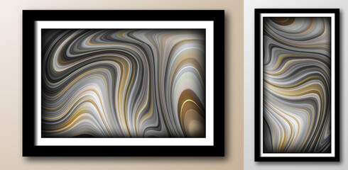 Marbled abstract design in golden gray colors composition