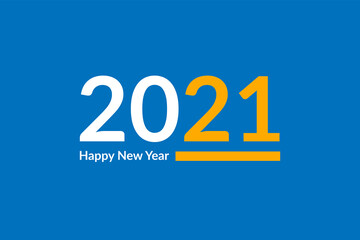 2021 happy new year creative design with multi color test on blue abstract background for banners, fliers, background, posters, greeting cards  
