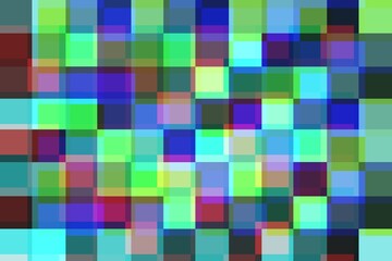 Seamless background of many colored squares. Logo