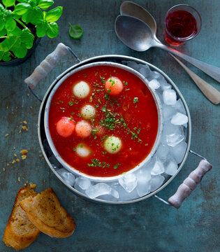 Gazpacho With Melon Balls