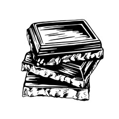 
pieces of chocolate. sketch style vector graphics