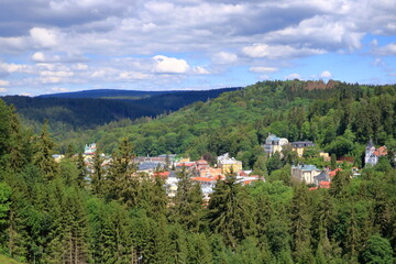 Fototapeta premium Aerial view to Marianske Lazne famous spa town in Czech Republic, Central Europe
