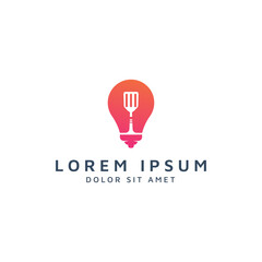 Naklejka premium idea and spatula negative space logo design