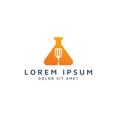 lab and spatula negative space logo design