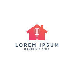 building and spatula negative space logo design