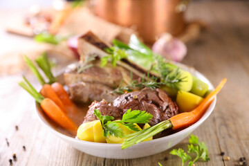 beef,  broth and vegetables
