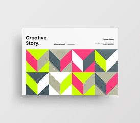 Creative business abstract horizontal front page vector mock up. Corporate geometric report cover illustration design layout. Company identity brochure template.