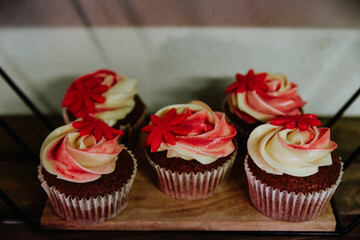 cupcake with pink frosting and sprinkles