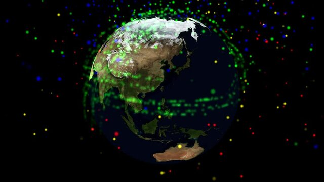 Digital particle animation of the earth