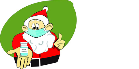 Vector de Santa Claus,  offers as a gift on these Christmas dates, a dose of the long-awaited vaccine for the covid 19 coronavirus.