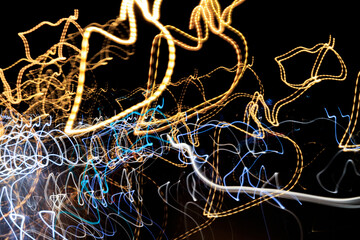 abstract background, dynamic, flow, discharge, red, neon, yellow, green, night, black, purple, pink, rotation, light, fractal, aspiration, luminous lines, city at night, cyberspace, cosmic