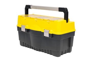 Plastic tool box container isolated on the white background.