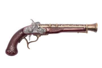Ancient musket gun isolated on the white background.
