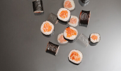 Sushi on dark background