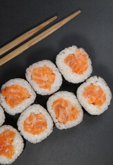 Sushi on dark background