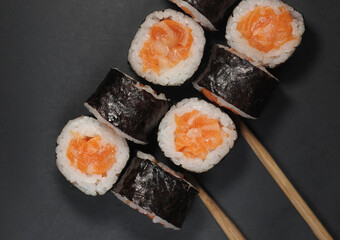 Sushi on dark background