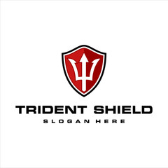trident shield logo design icon template vector