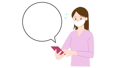 Illustration of a woman using a mobile phone