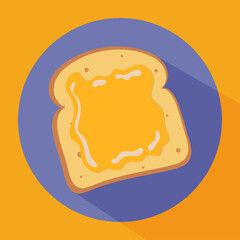 Flat vector icon of toast with jam