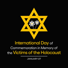 Vector illustration on the theme of International day of commemoration in memory of the victims of the Holocaust, observed each year on January 27 across the globe.
