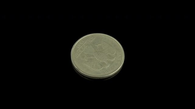2 rubles coin of Russia coined in 1997 rapresenting the two-headed eagle designed by artist I. Bilibin