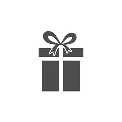 Gift box icon. Holiday concept silhouette present box. Vector illustration isolated on white.