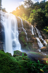 Fototapeta na wymiar Wachirathan waterfall beautiful at Doi Inthanon national park, Chiang Mai, Thailand
