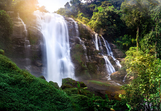 Wachirathan waterfall beautiful at Doi Inthanon national park, Chiang Mai, Thailand © NARANAT STUDIO