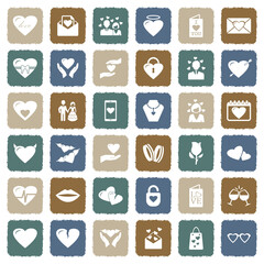 Love Icons. Grunge Color Flat Design. Vector Illustration.