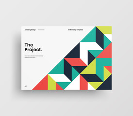 Obraz na płótnie Canvas Creative business abstract horizontal front page vector mock up. Corporate geometric report cover illustration design layout. Company identity brochure template.