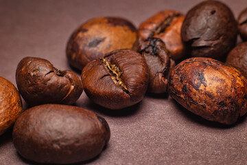 coffee beans on a brown background