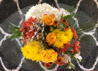 bunch of flowers from above